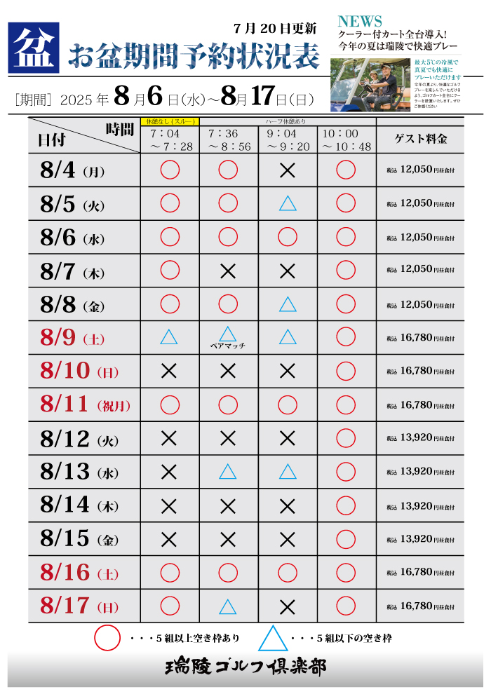 予約状況表